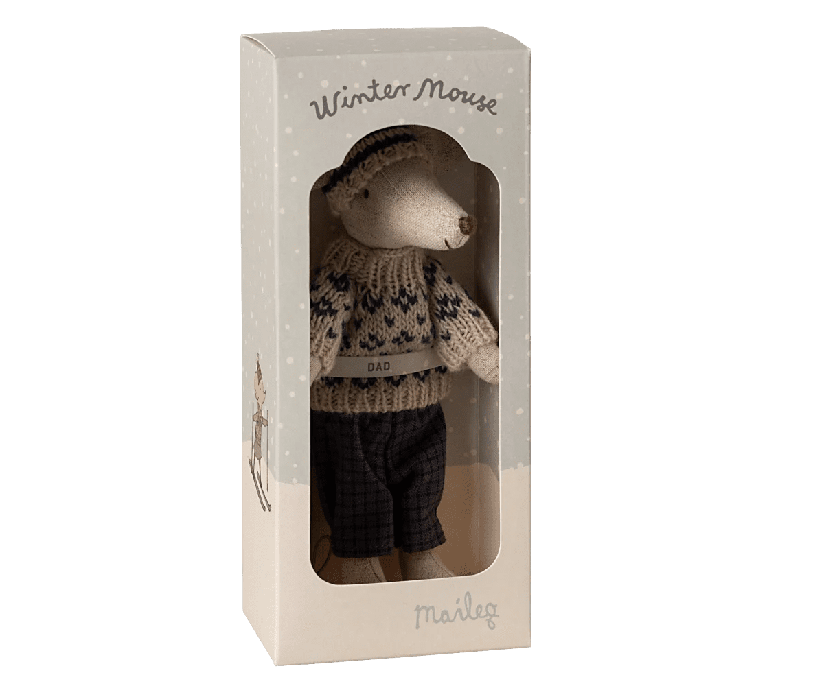 Maileg Dad Winter Mouse with Ski Set - Flea Boutiques