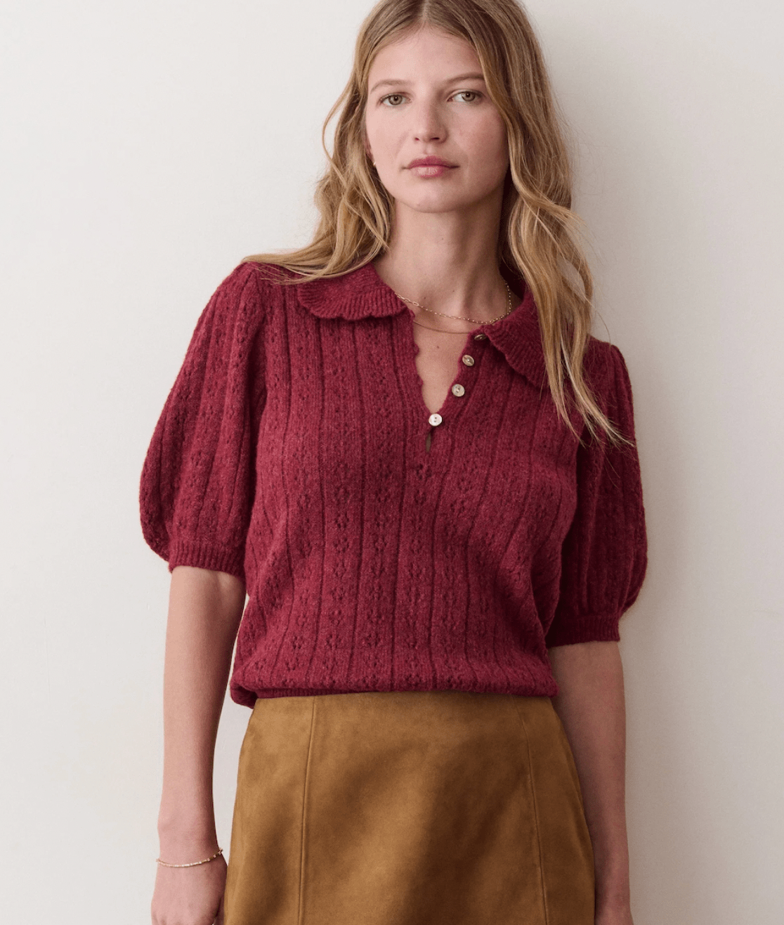 Marine Layer Sophie Pointelle Polo - Flea Boutiques