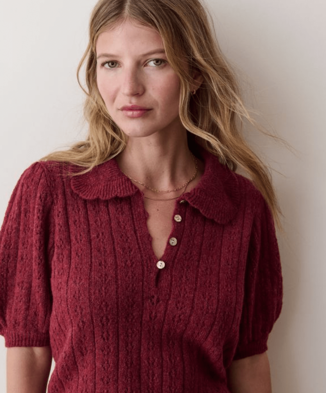 Marine Layer Sophie Pointelle Polo - Flea Boutiques