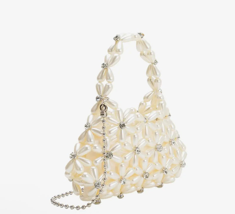 Melie Bianco Lulu Pearl Beaded Top Handle Bag - Flea Boutiques