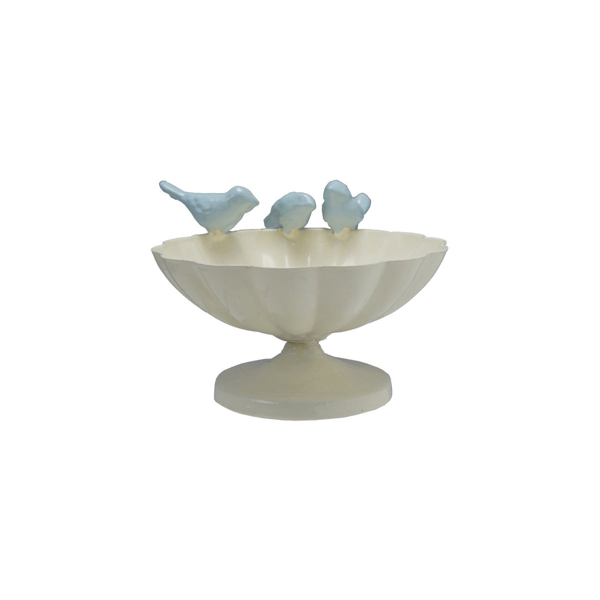 Metal Scalloped Bowl with Birds - Flea Boutiques