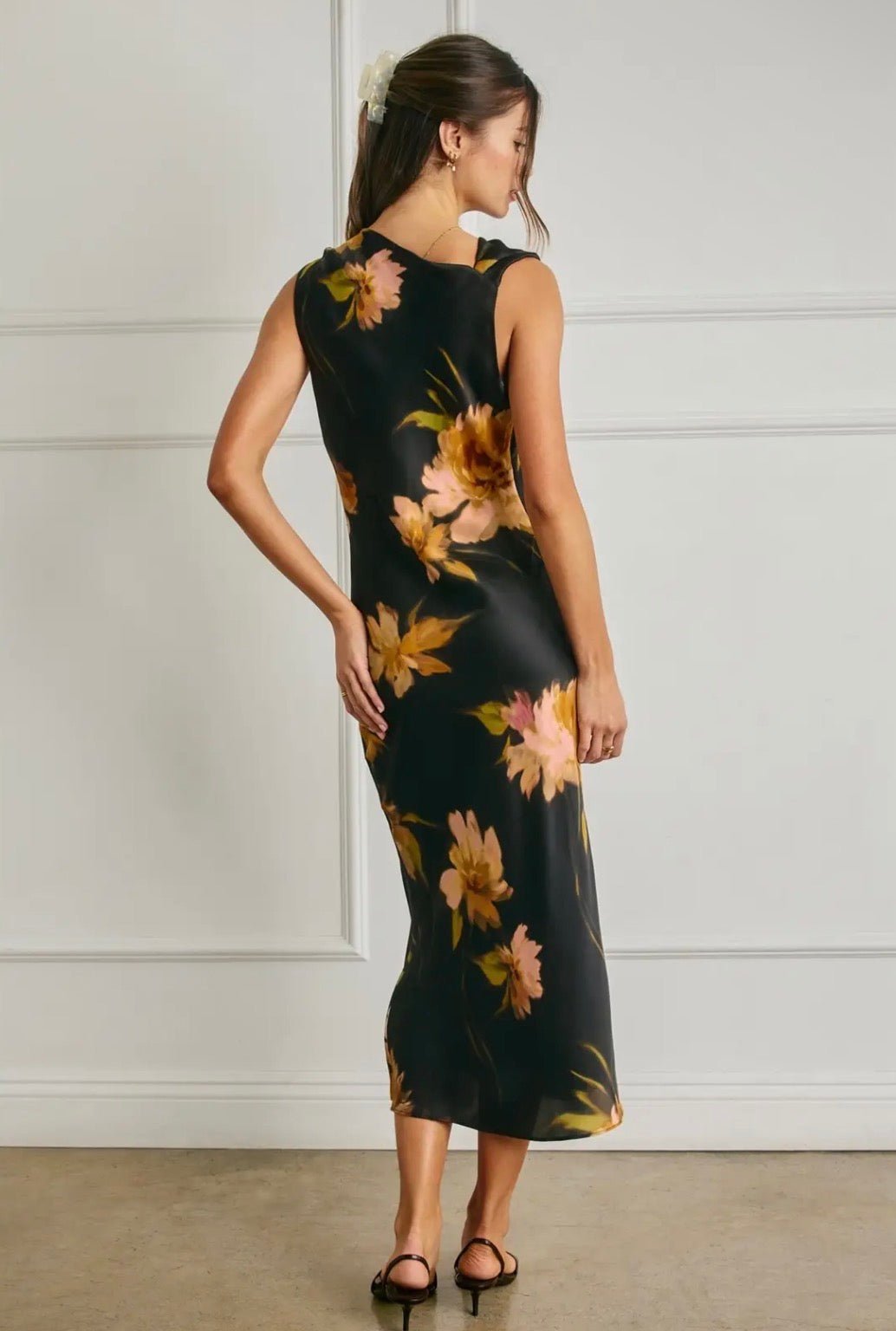 Metal Trim Cowl Midi Dress - Flea Boutiques