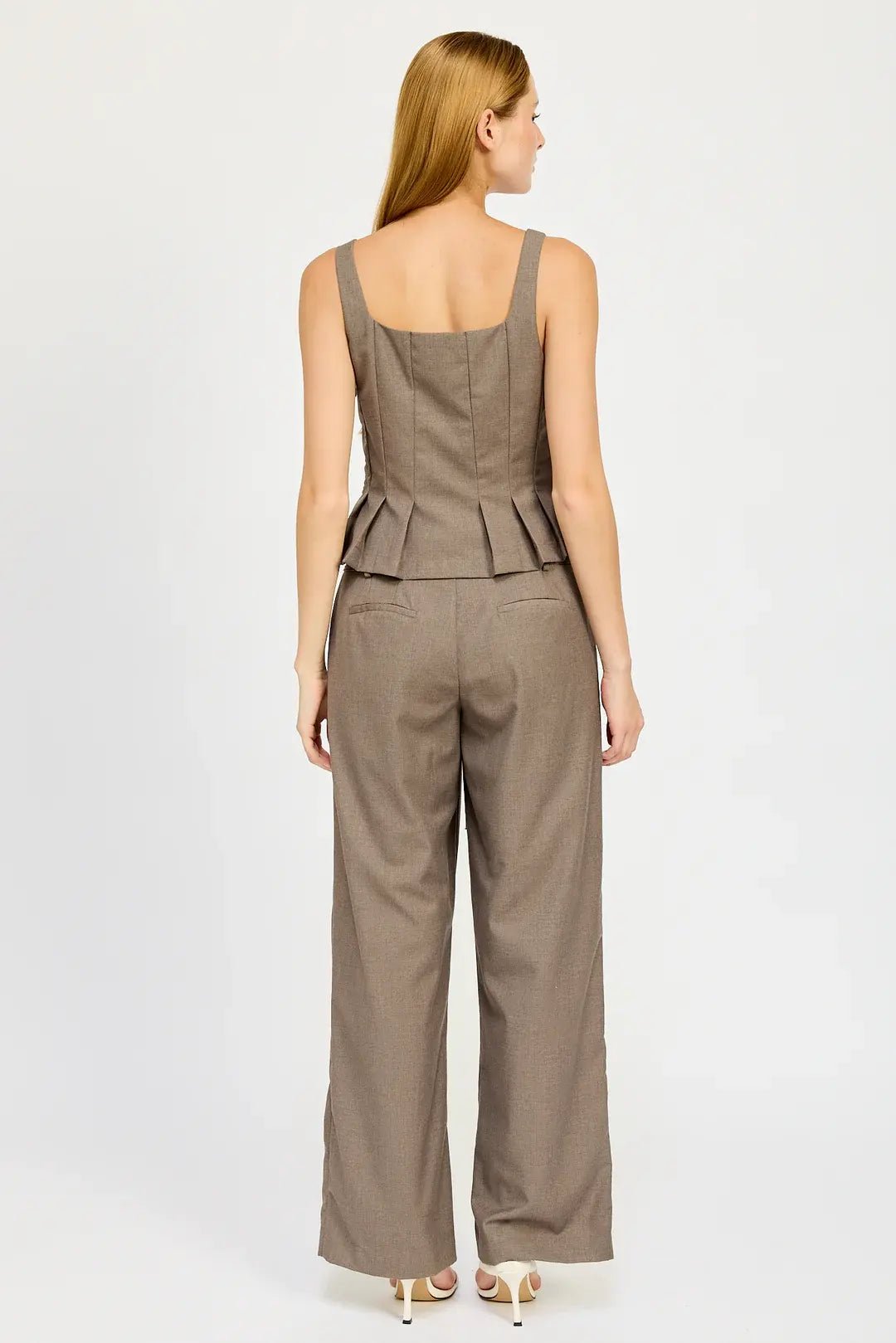 Mid Rise Pleated Trouser w Belt - Flea Boutiques