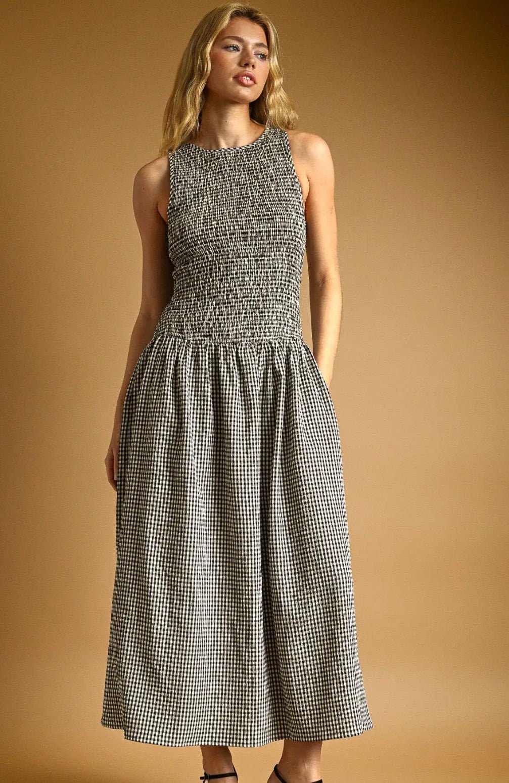 Mini Gingham Sleeveless Dress - Flea Boutiques