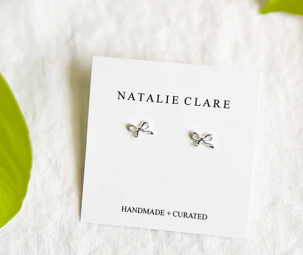 Mini Silver Bow Studs - Flea Boutiques