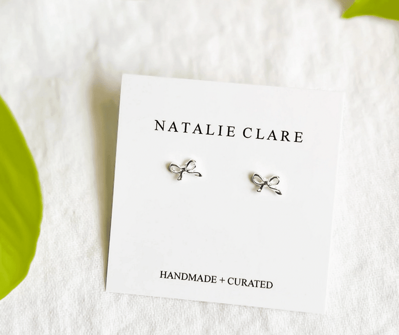 Mini Silver Bow Studs - Flea Boutiques
