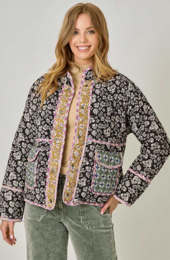 Mixed Media Quilted Jacket - Flea Boutiques