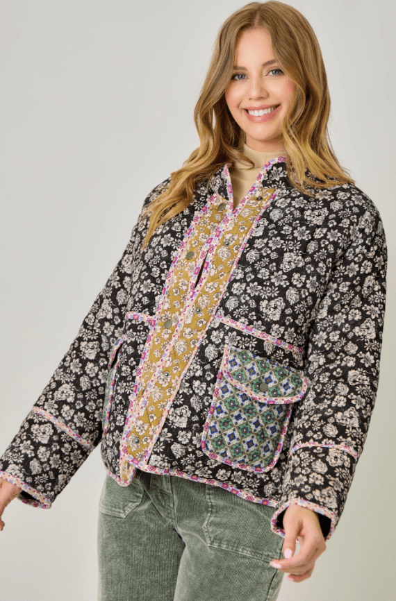 Mixed Media Quilted Jacket - Flea Boutiques