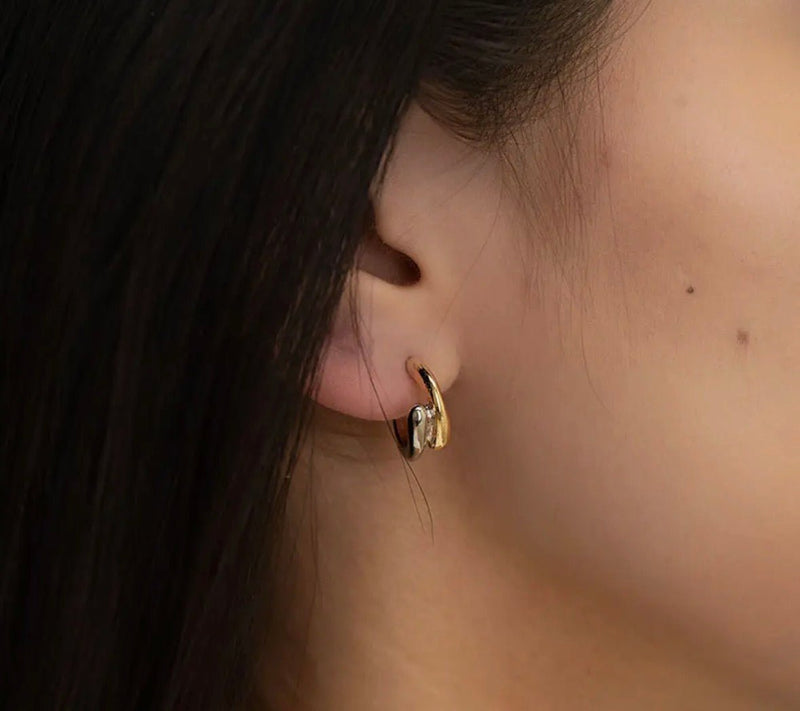 Mixed Metal Hoop Earrings - Flea Boutiques