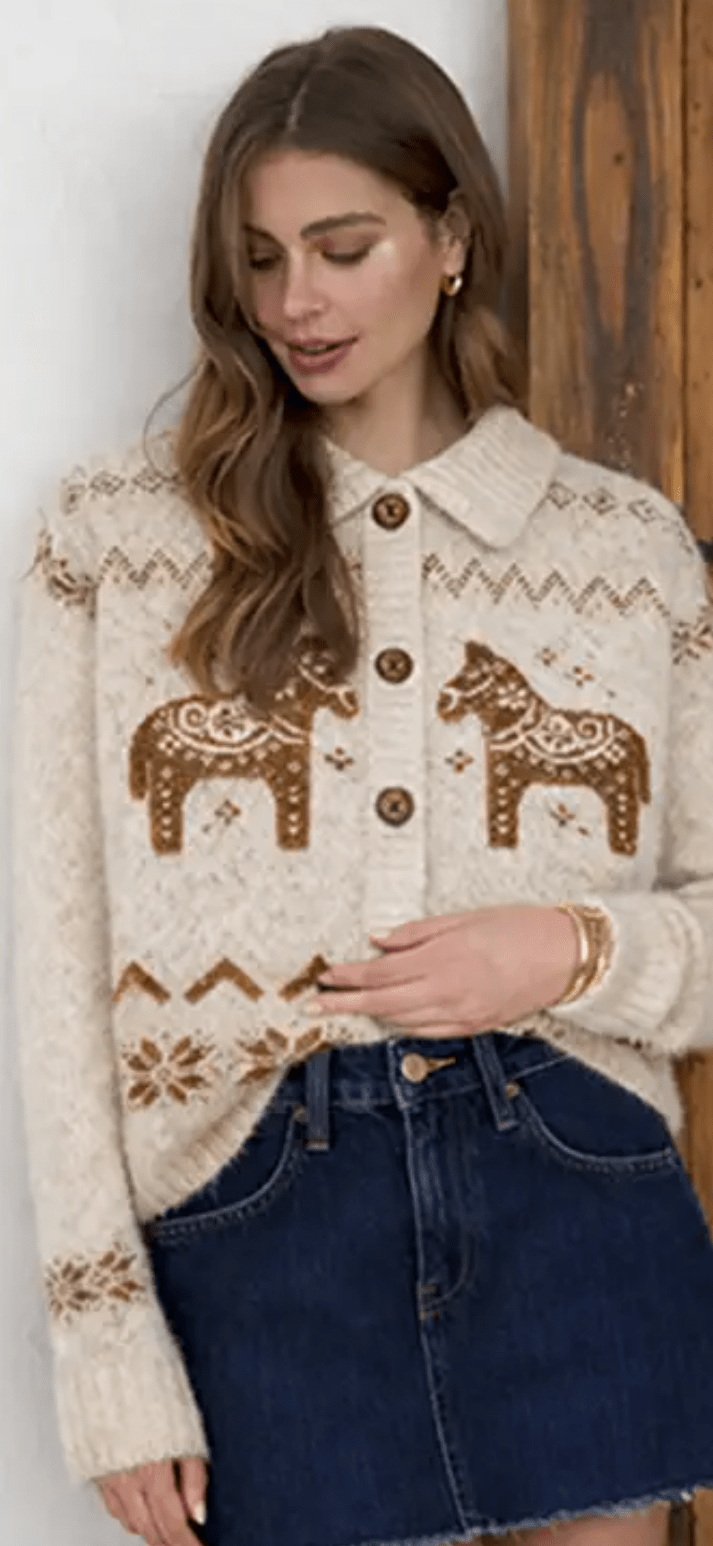 Moon River Nordic Pony Cardigan - Flea Boutiques