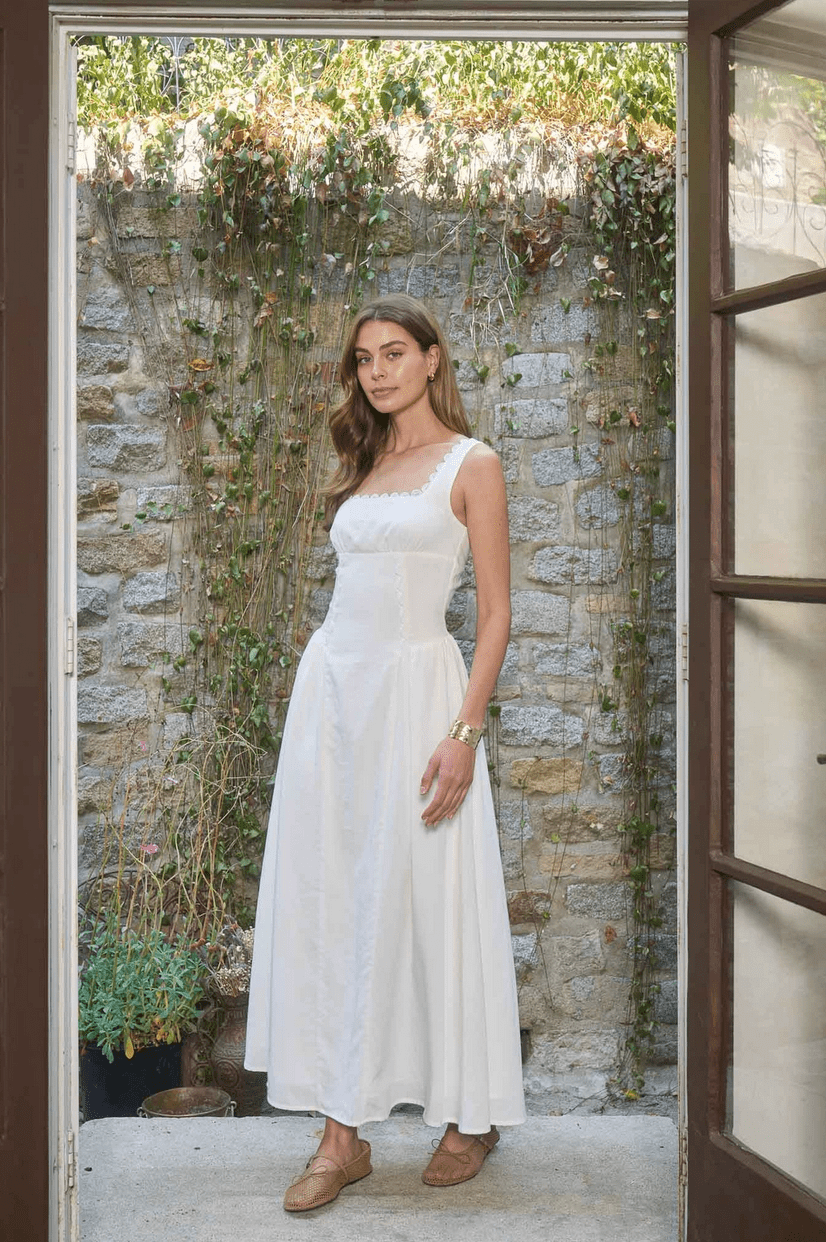Moon River Square Neck Corset Midi Dress - Flea Boutiques