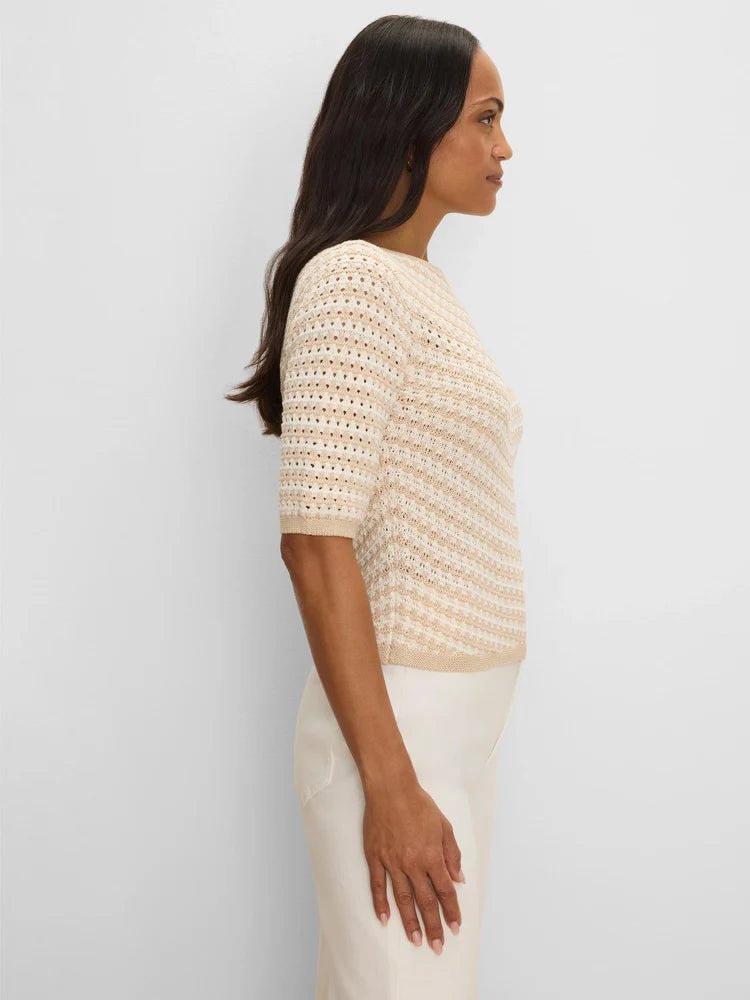 Nic & Zoe Crochet Stripe Sweater - Flea Boutiques