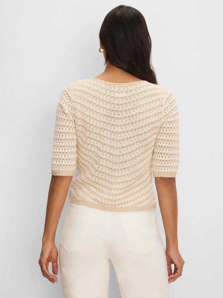 Nic & Zoe Crochet Stripe Sweater - Flea Boutiques