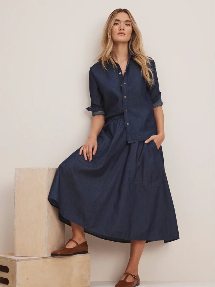 Nic + Zoe Drapey Denim Cargo Skirt - Flea Boutiques