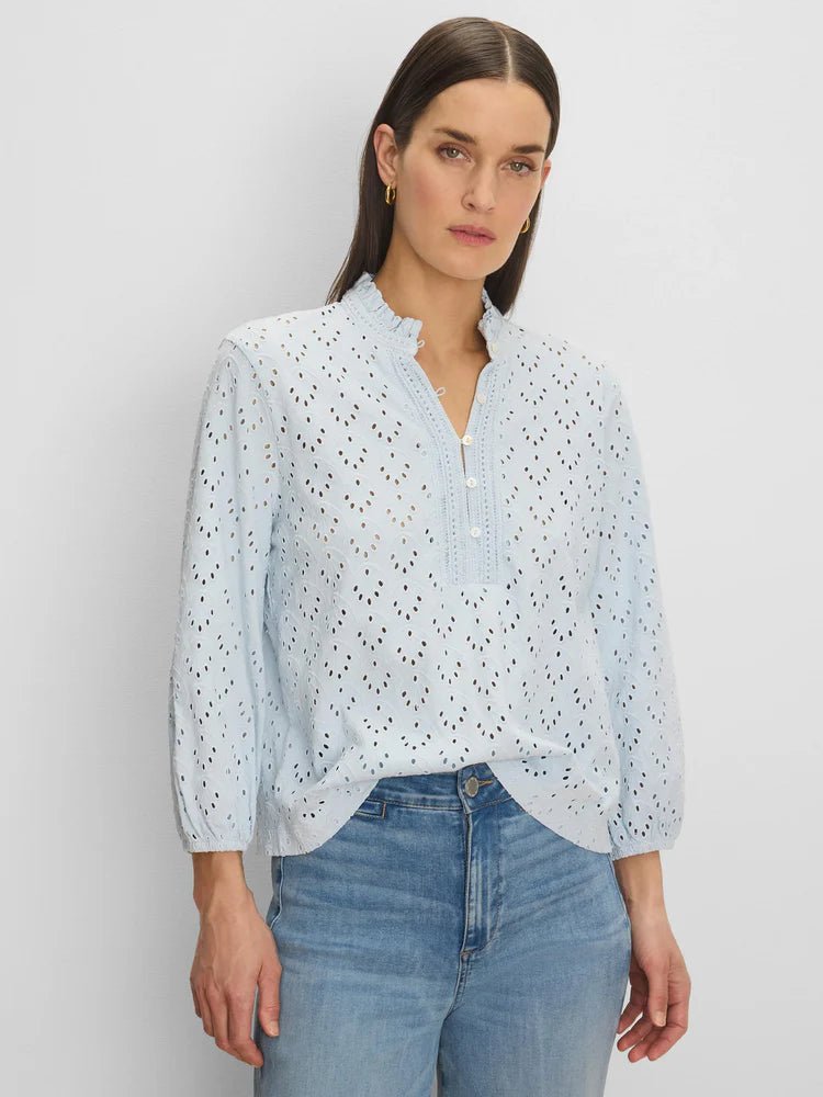 Nic + Zoe Knit Eyelet Ruffle Top - Flea Boutiques