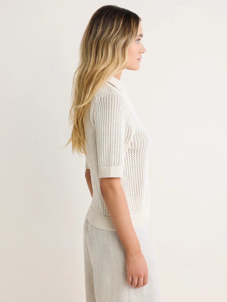 Nic + Zoe Mesh Polo Sweater - Flea Boutiques