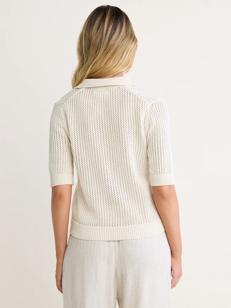 Nic + Zoe Mesh Polo Sweater - Flea Boutiques