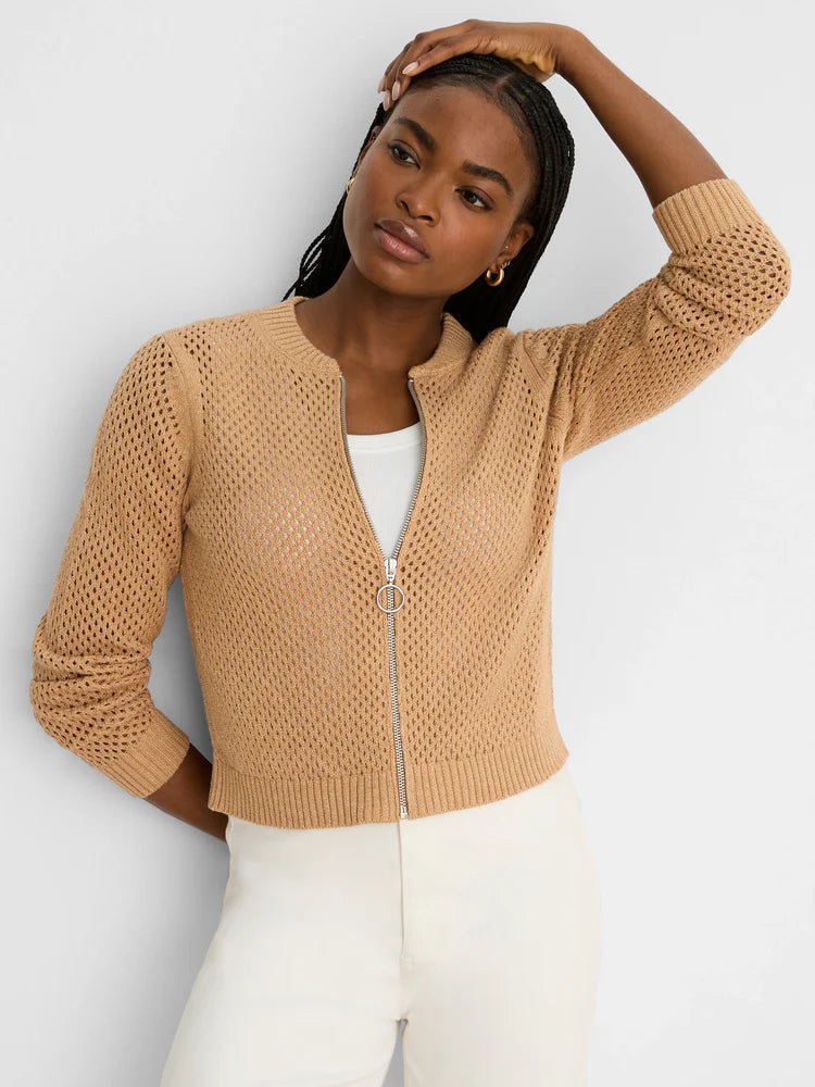 Nic + Zoe Zip Front Mesh Cardi - Flea Boutiques