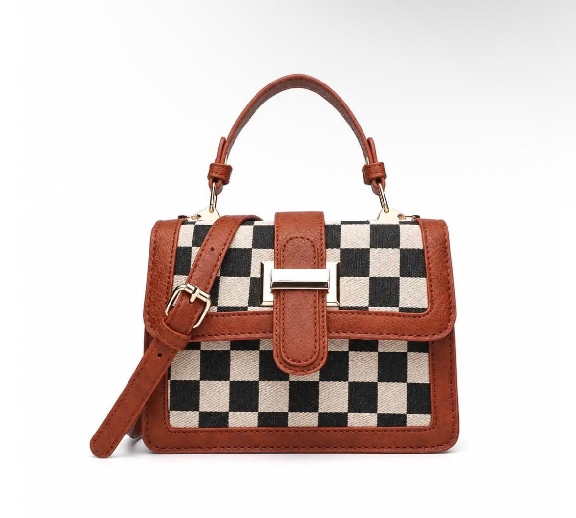 Nora Checkered Top Handle Bag - Flea Boutiques