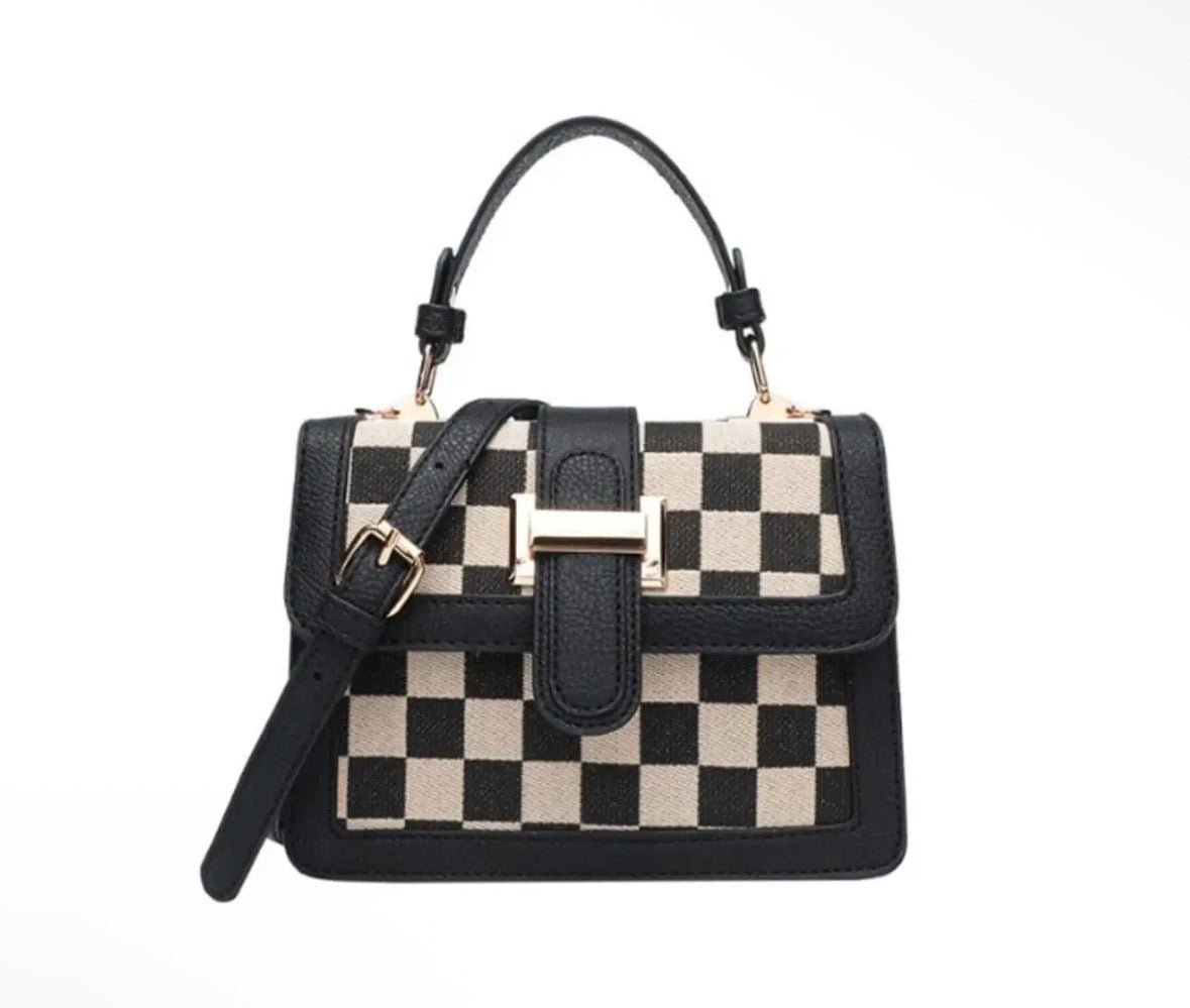Nora Checkered Top Handle Bag - Flea Boutiques