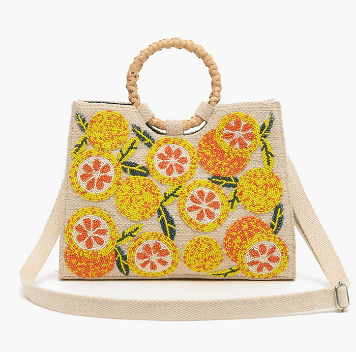 Orange Beaded Shoulder Bag - Flea Boutiques