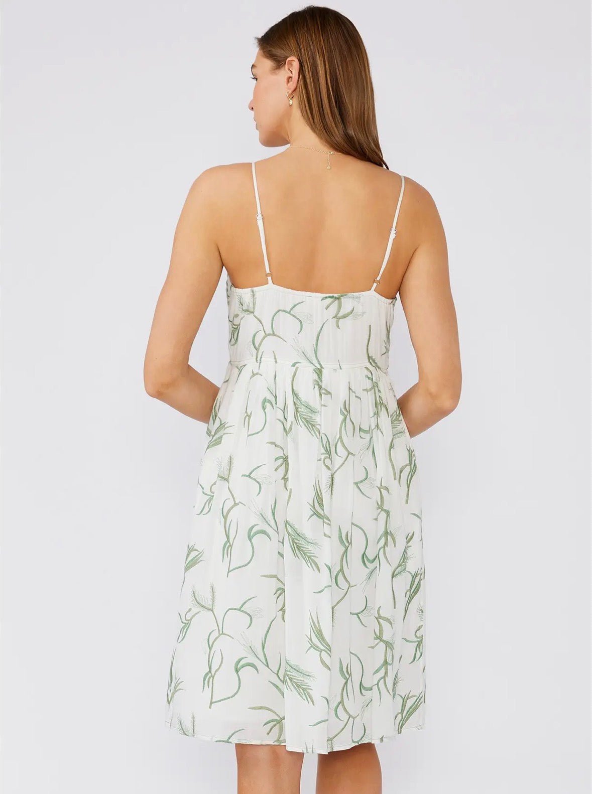 Palm Embroidered Spaghetti Strap Dress - Flea Boutiques