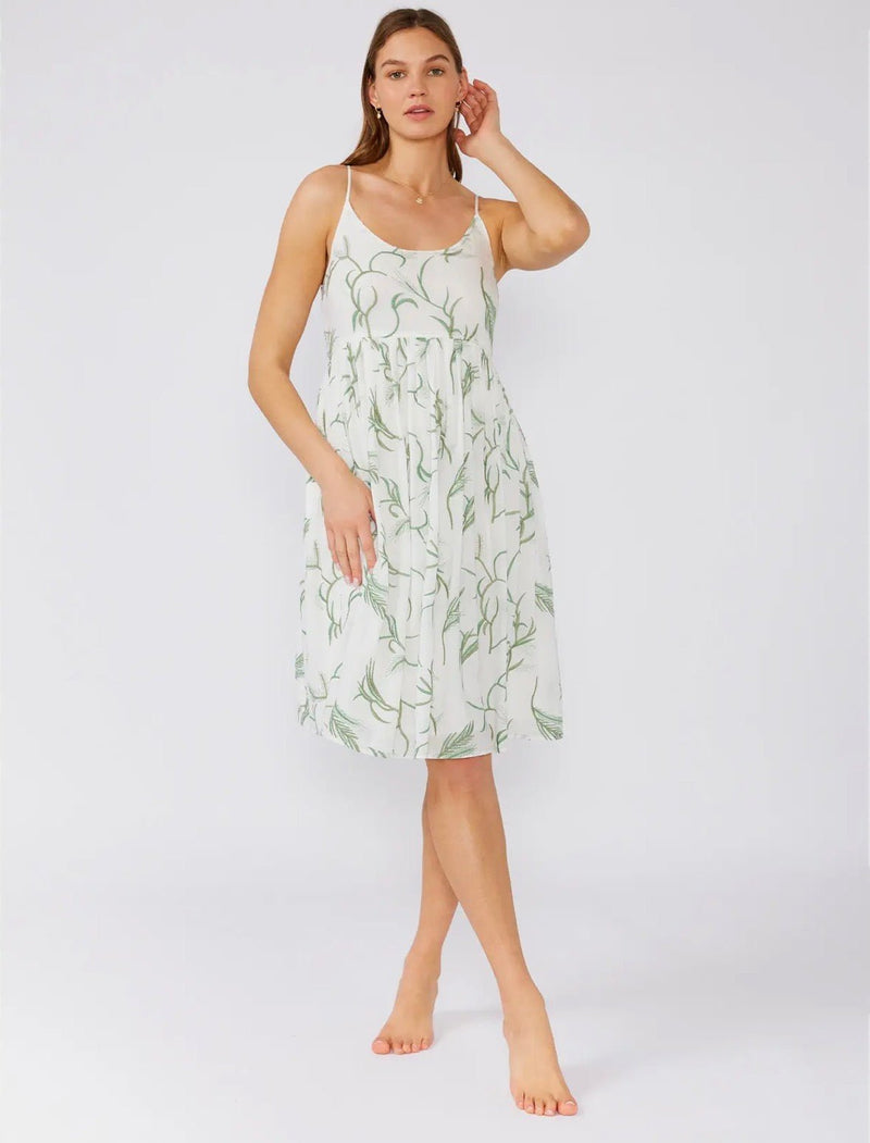 Palm Embroidered Spaghetti Strap Dress - Flea Boutiques