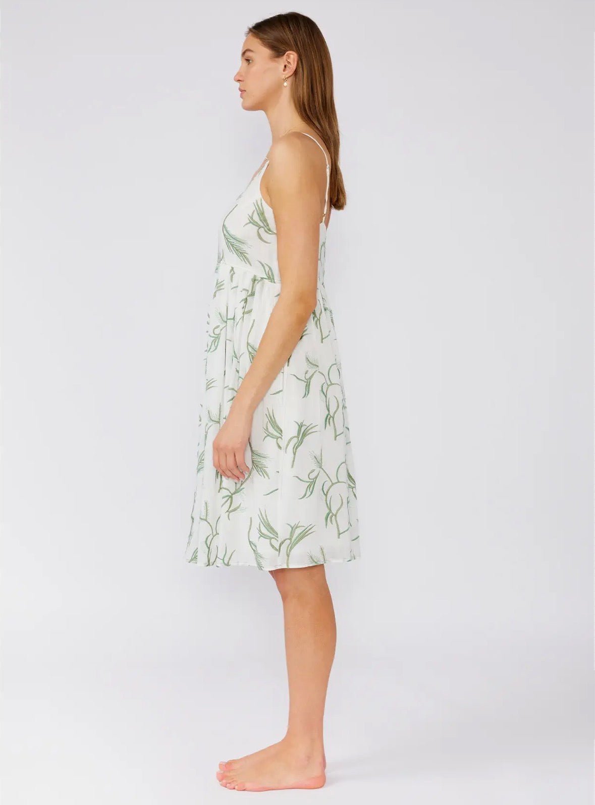 Palm Embroidered Spaghetti Strap Dress - Flea Boutiques