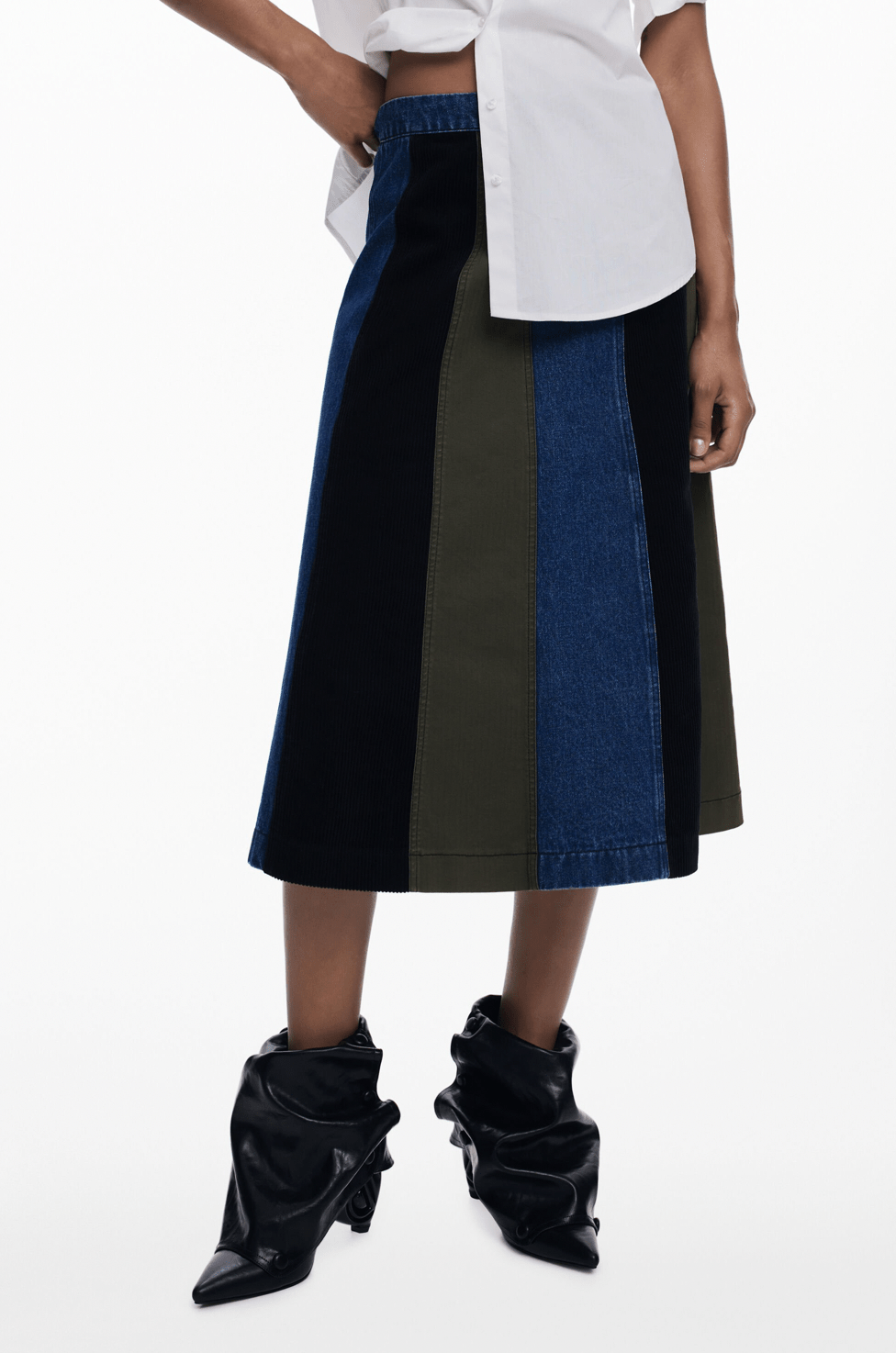 Patchwork Midi Skirt - Flea Boutiques