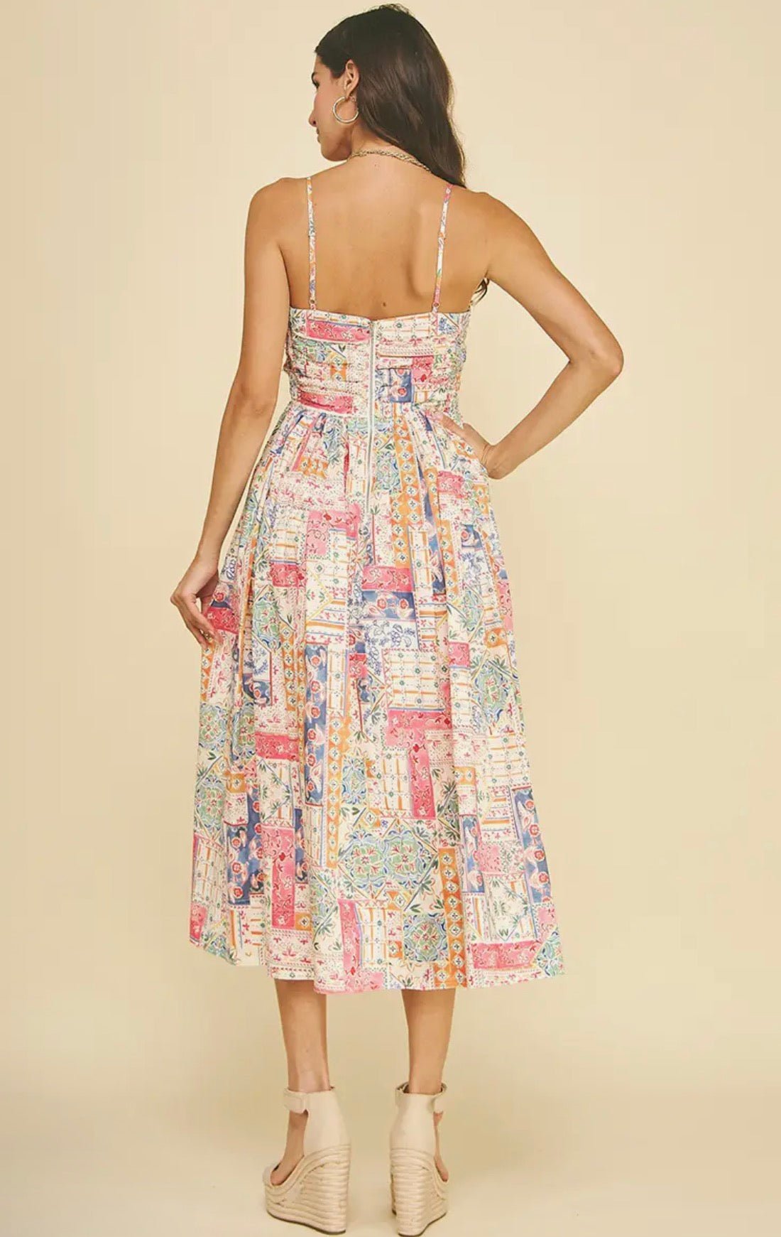 Patchwork Print Midi Dress - Flea Boutiques