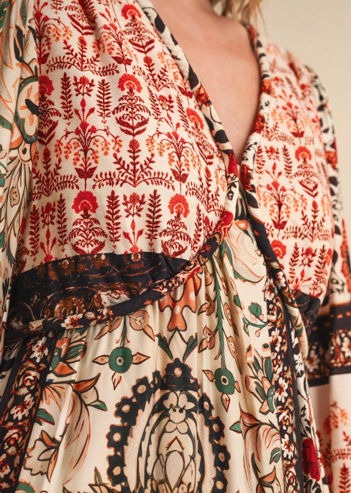 Patchwork Print Midi Dress - Flea Boutiques