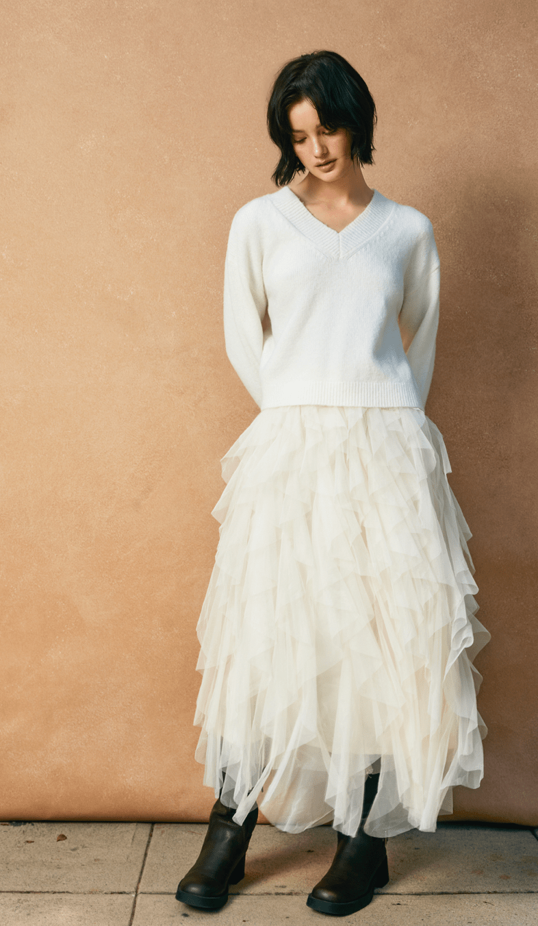Peony Veil Ruffle Maxi Skirt - Flea Boutiques