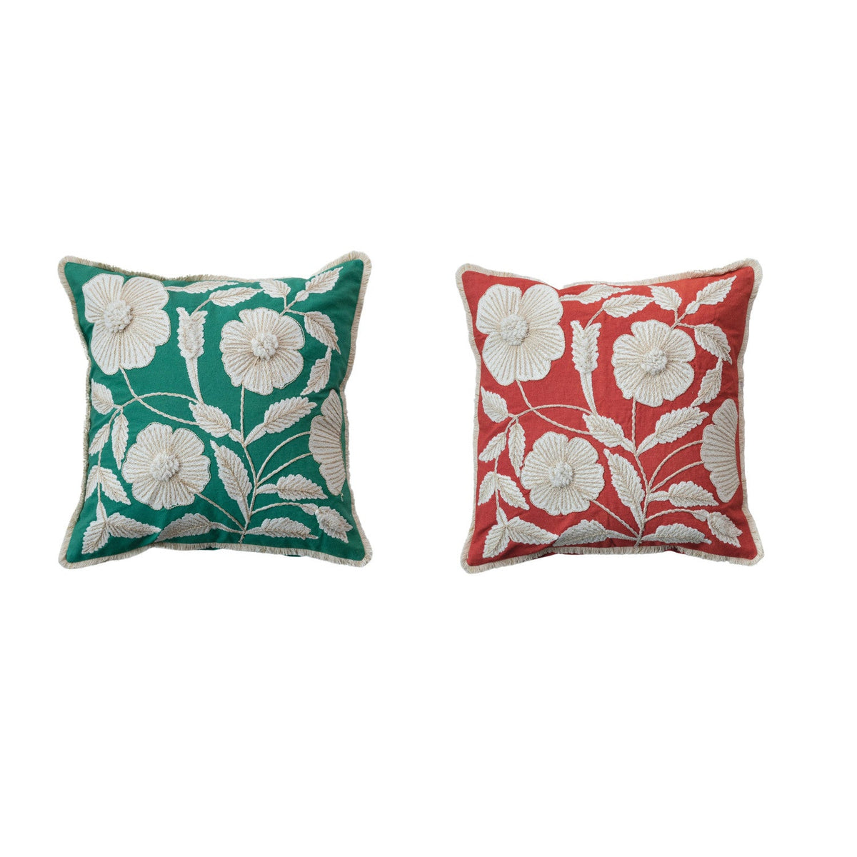 Pillow w/ Flowers & Fringe - Flea Boutiques