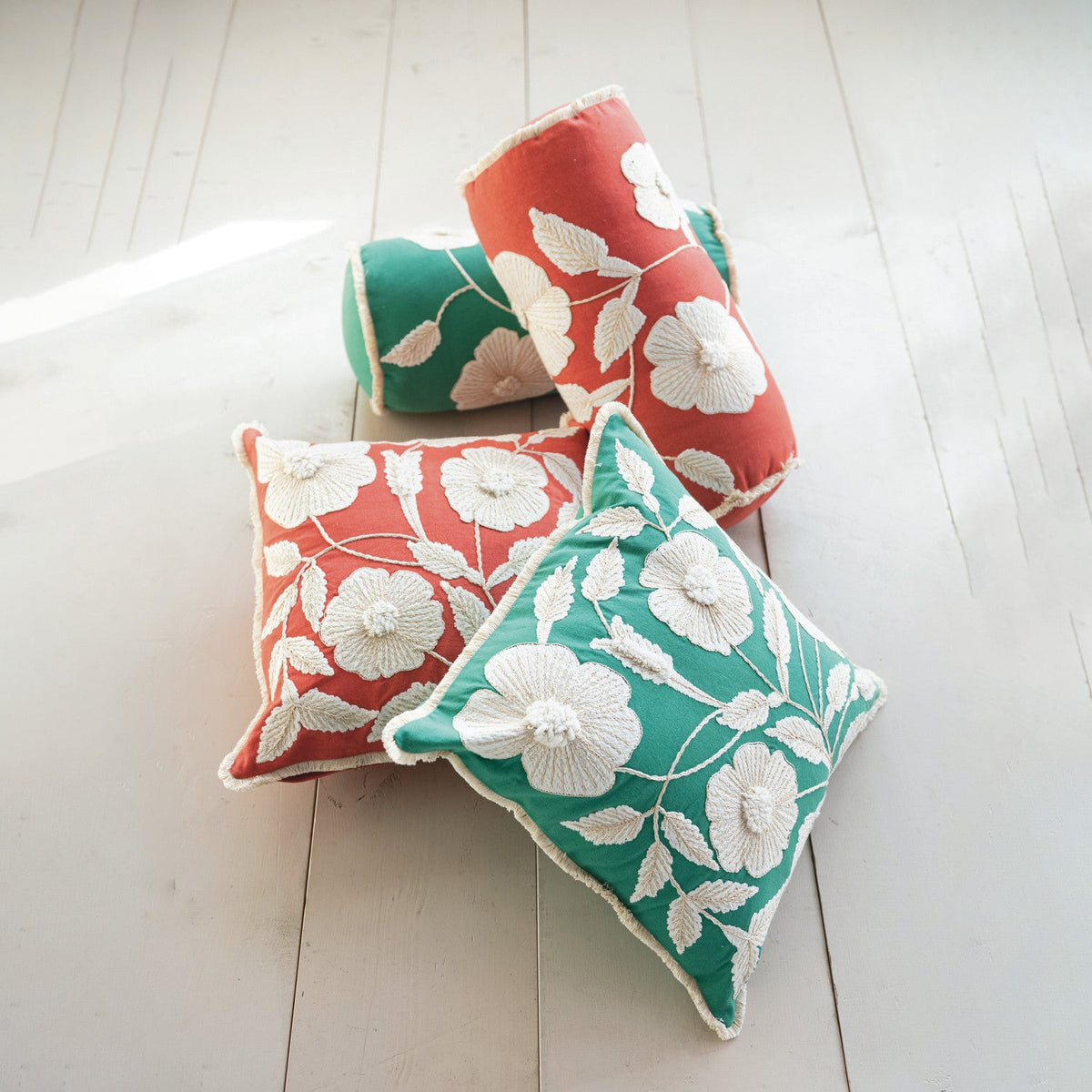 Pillow w/ Flowers & Fringe - Flea Boutiques
