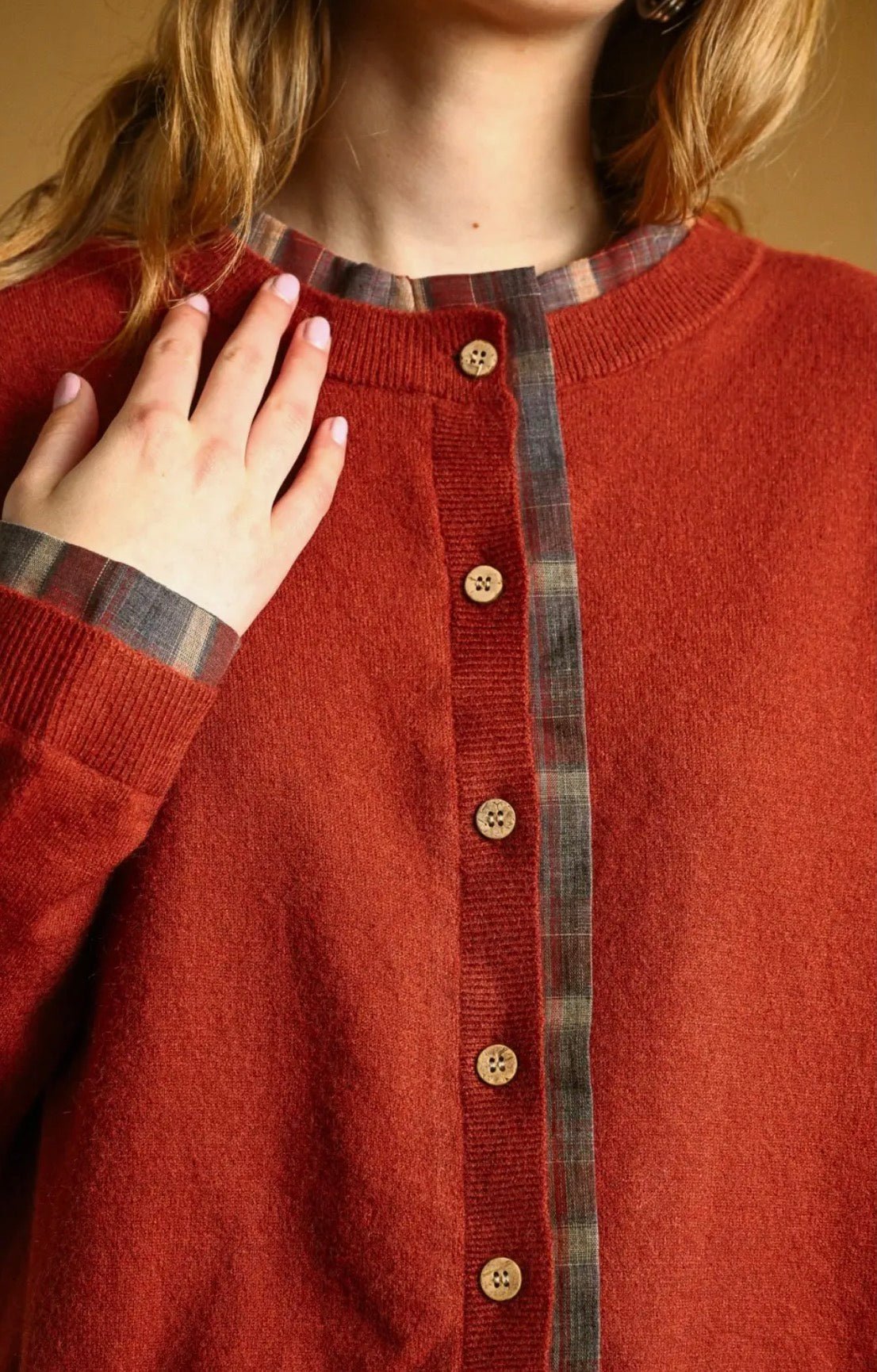 Plaid Button Front Cardigan - Flea Boutiques