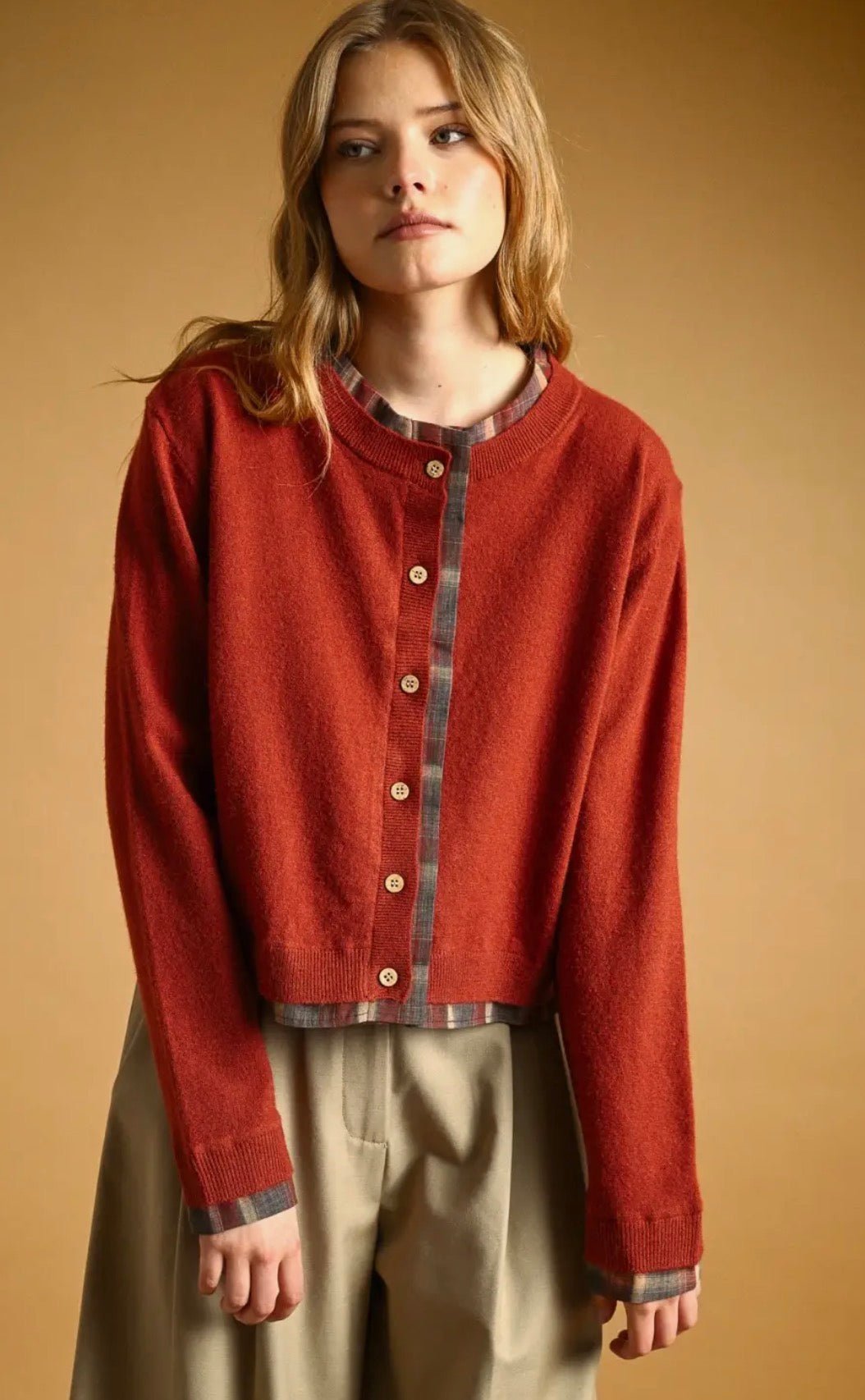 Plaid Button Front Cardigan - Flea Boutiques