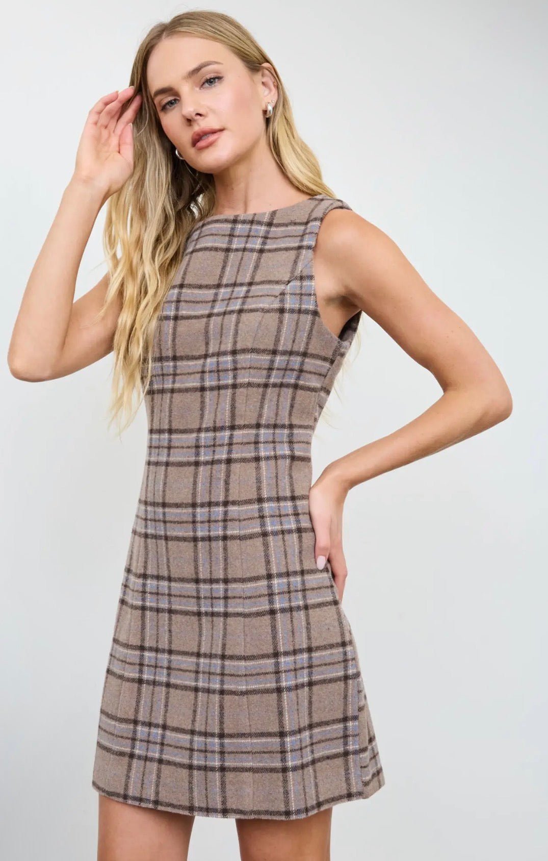 Plaid Flannel Sleeveless Mini Dress - Flea Boutiques