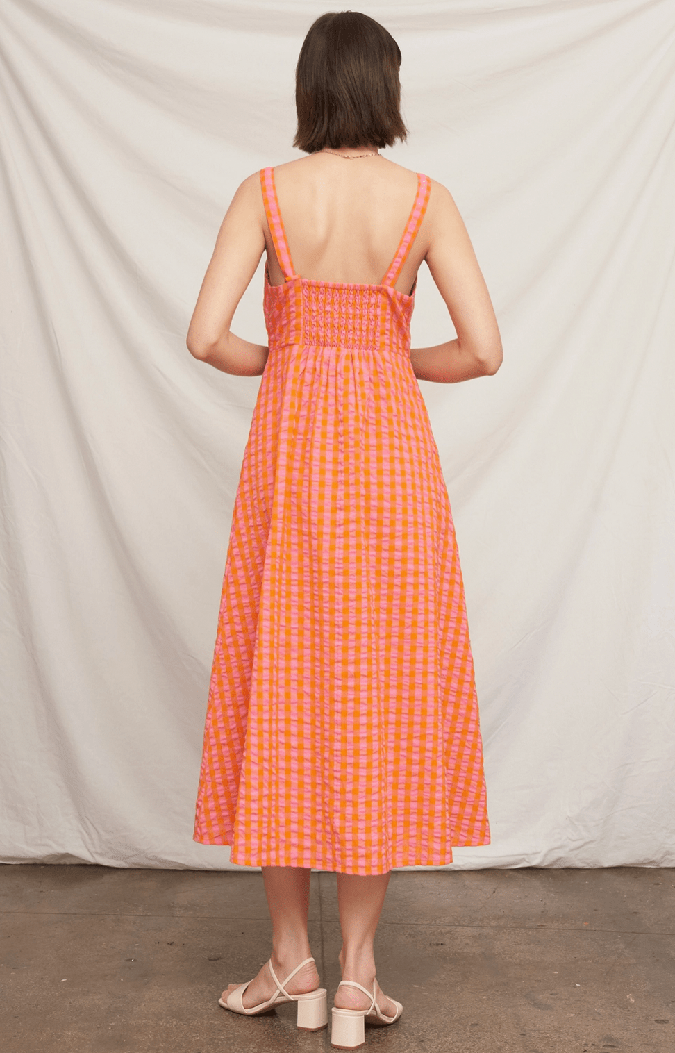 Plaid Sleeveless Keyhole Midi Dress - Flea Boutiques