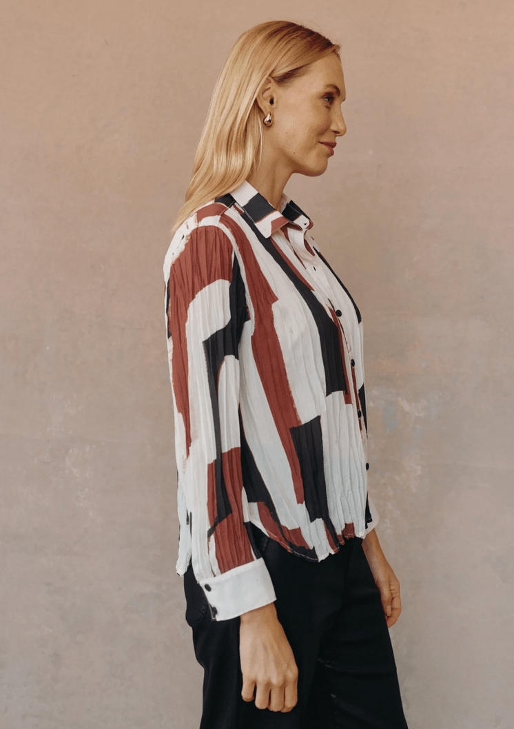 Pleated Button Down - Flea Boutiques