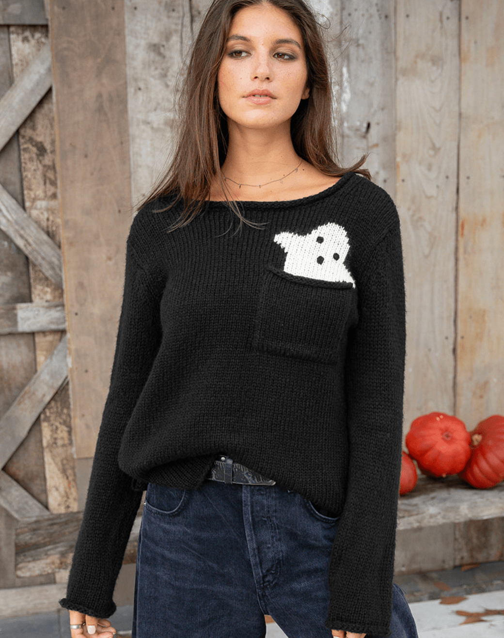 Pocket Ghost Crew Knit - Flea Boutiques