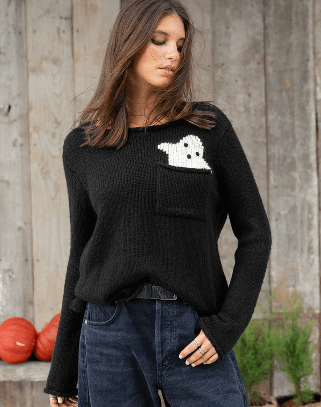 Pocket Ghost Crew Knit - Flea Boutiques