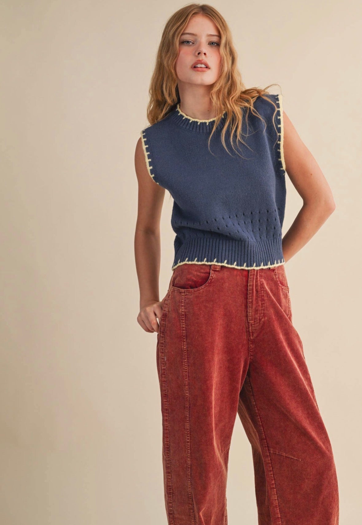 Pointelle Sweater Vest - Flea Boutiques