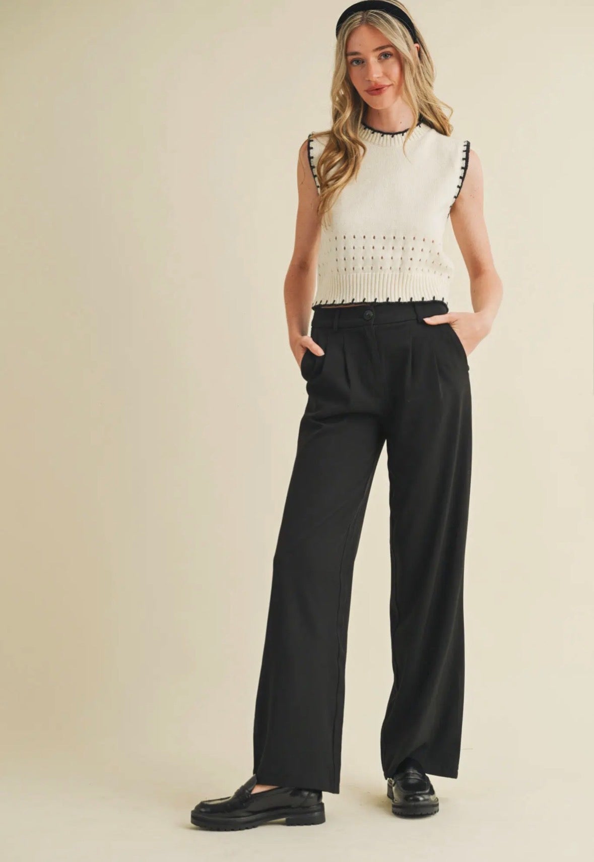 Pointelle Sweater Vest - Flea Boutiques