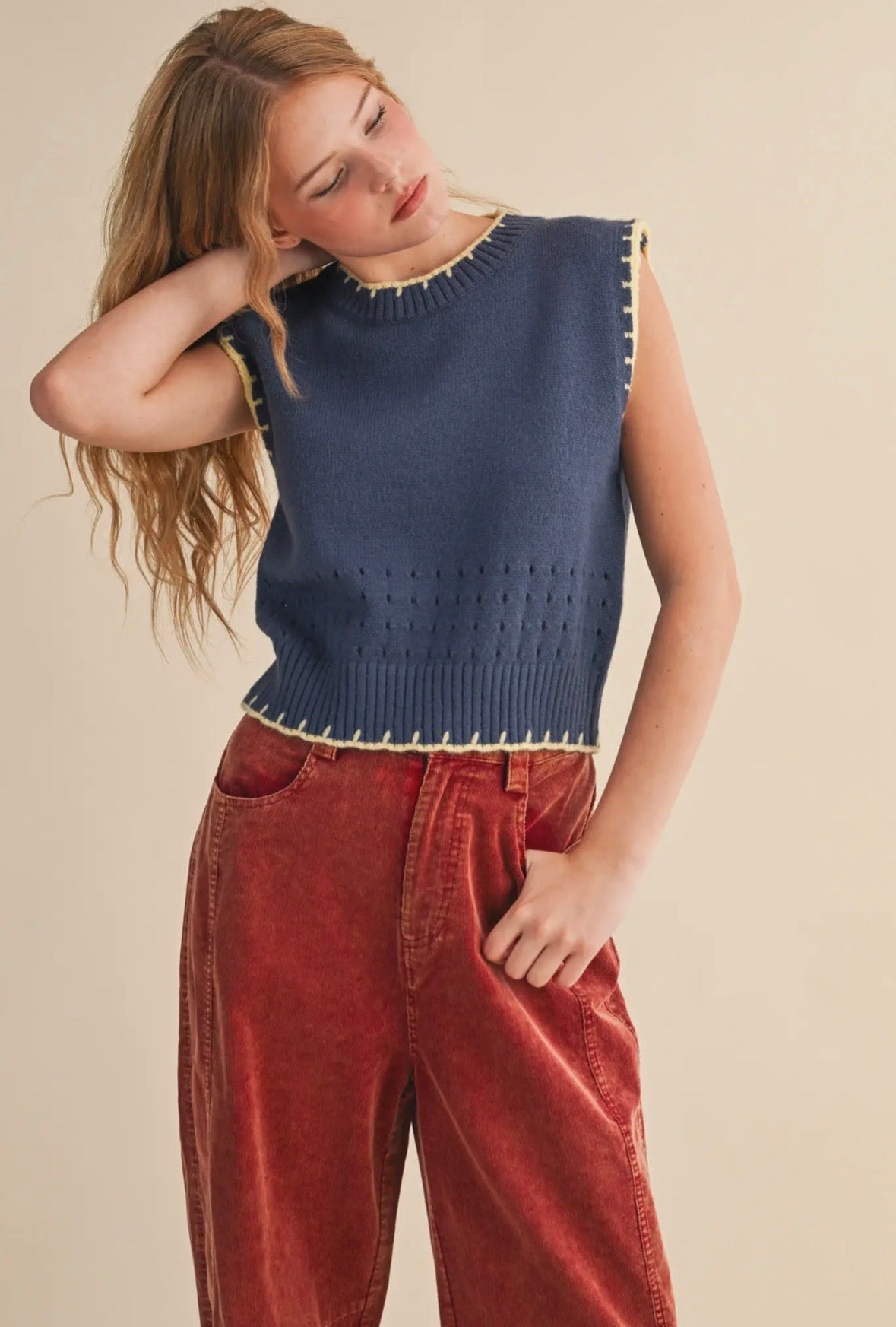 Pointelle Sweater Vest - Flea Boutiques