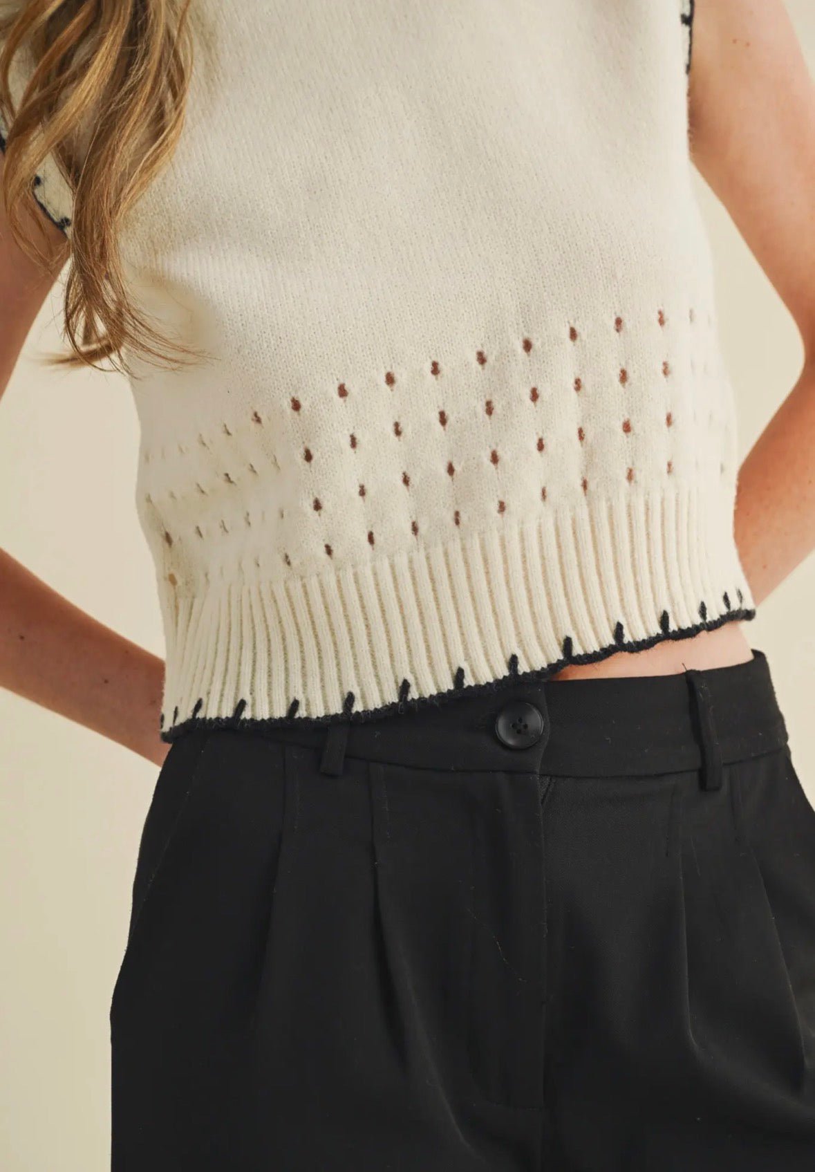 Pointelle Sweater Vest - Flea Boutiques