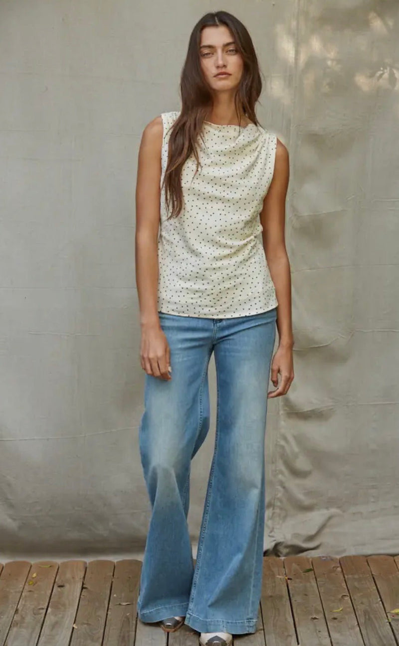 Polka Dot Cowl Slvless Top - Flea Boutiques