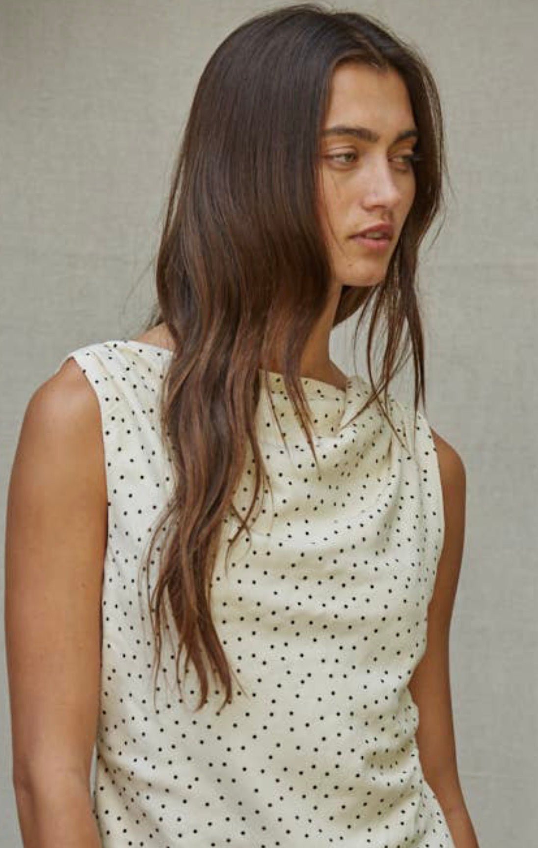 Polka Dot Cowl Slvless Top - Flea Boutiques