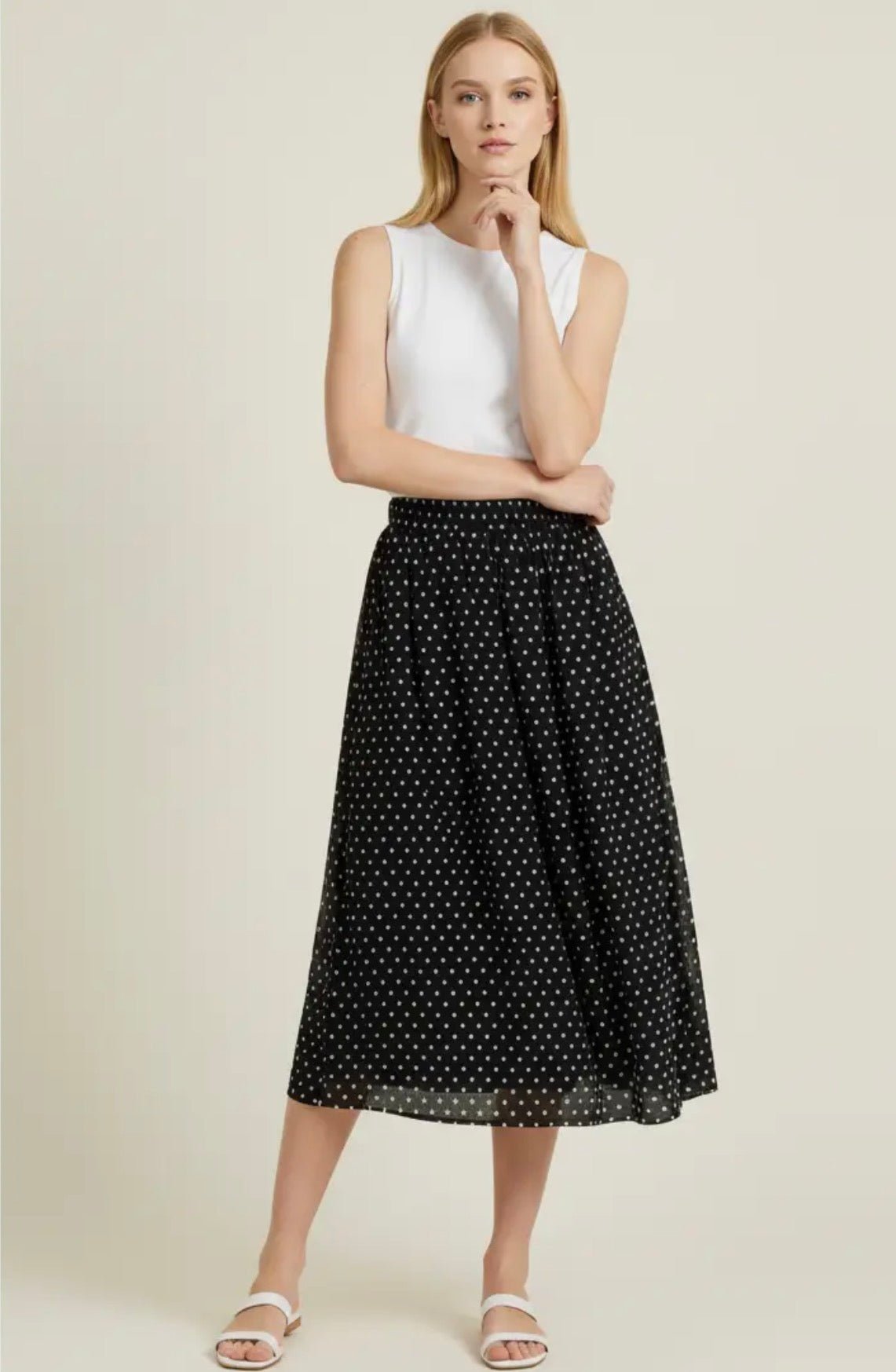 Polka Dot Midi Skirt - Flea Boutiques