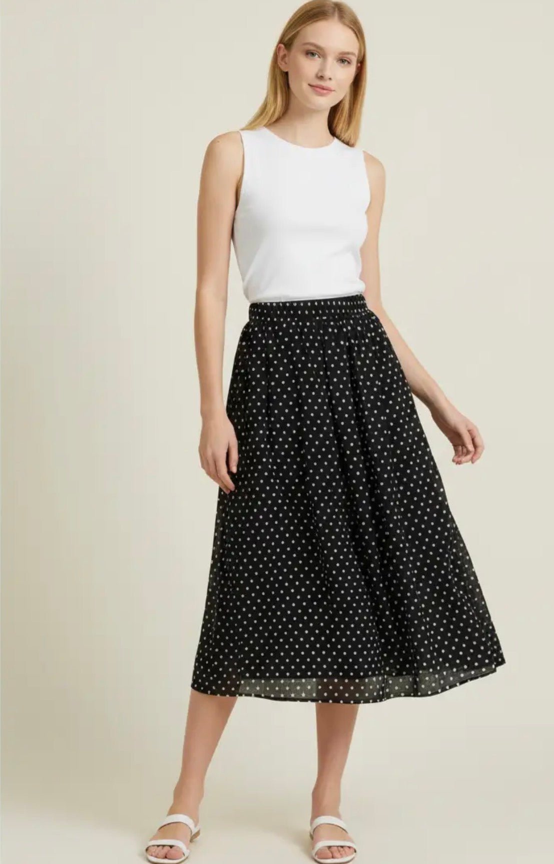Polka Dot Midi Skirt - Flea Boutiques