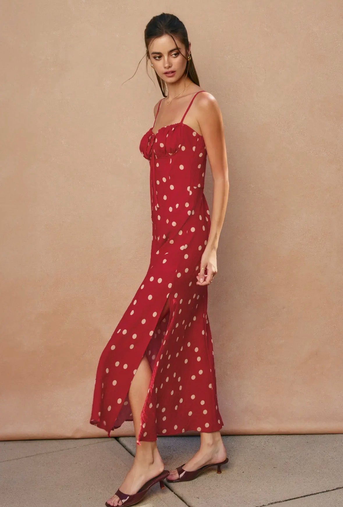 Polka Dot Ruched Bust Dress - Flea Boutiques